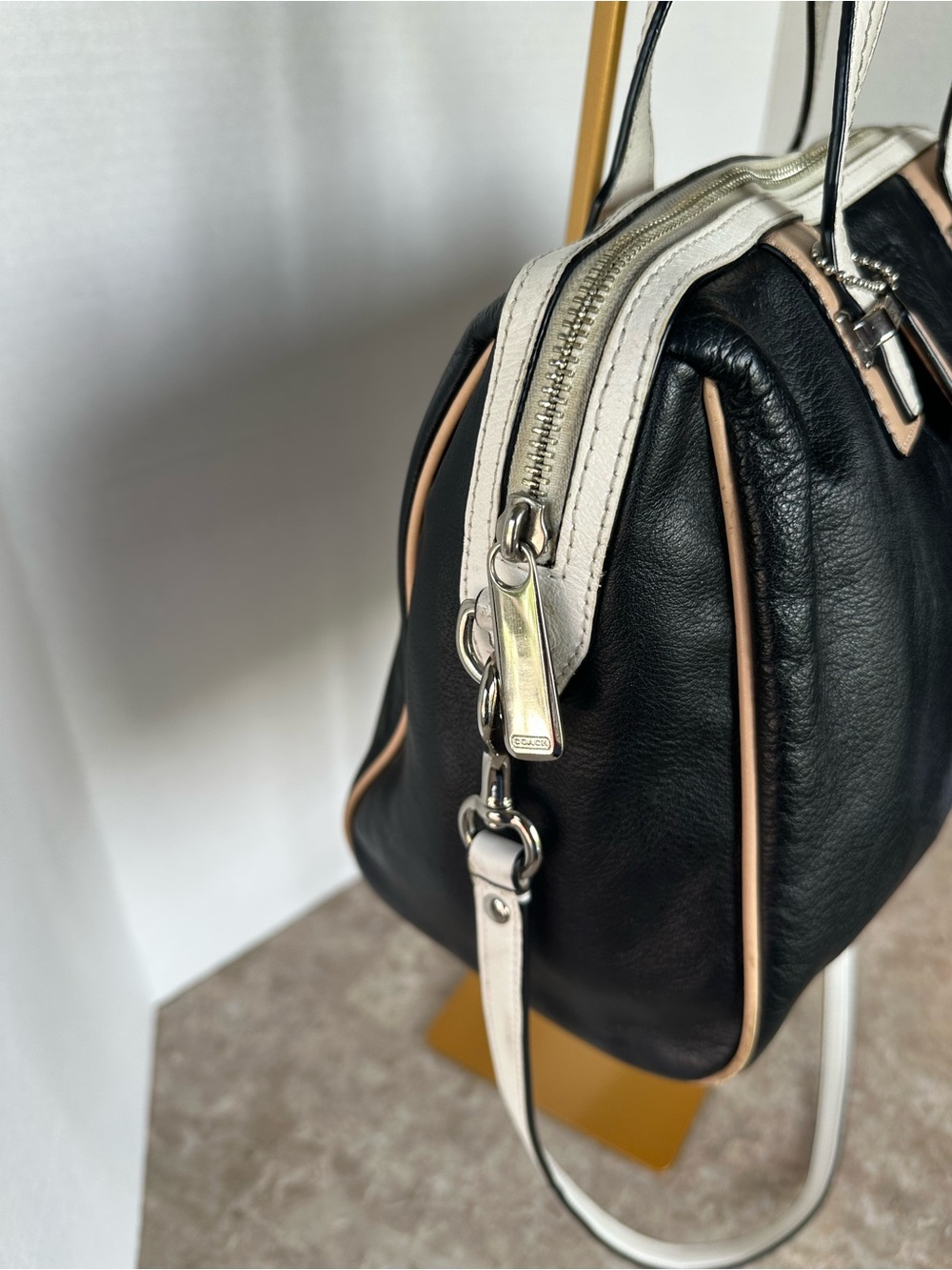COACH Taylor Spectator Black Leather Satchel Crossbody Bag Chic Classic F27027 - Picture 5 of 13